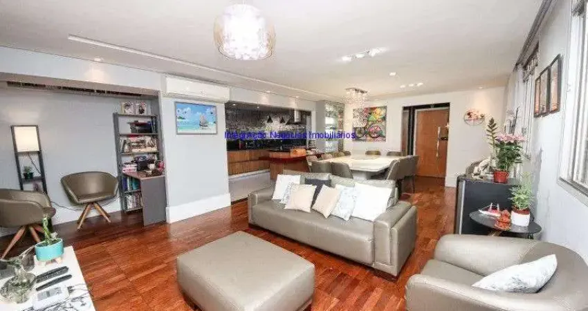 Apartamento MOBILIADO 135m², 03 dormitórios (sendo 01 suíte), 04 banheiros e 02 vagas na garagem.  Condomínio com Segurança, Portaria, Playground