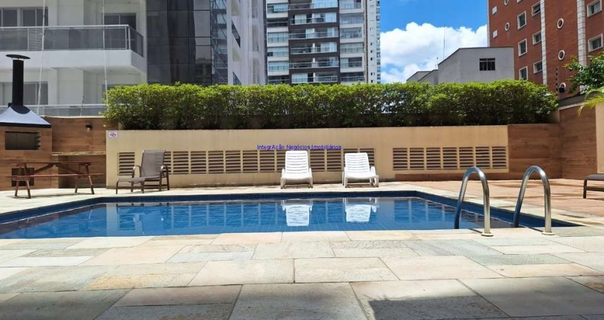 Apartamento 50m², 01 dormitório, 01 banheiro e 1 vaga na garagem.  Condomínio com portaria, segurança e vigilantes 24 horas, Churrasqueira, Piscina, P