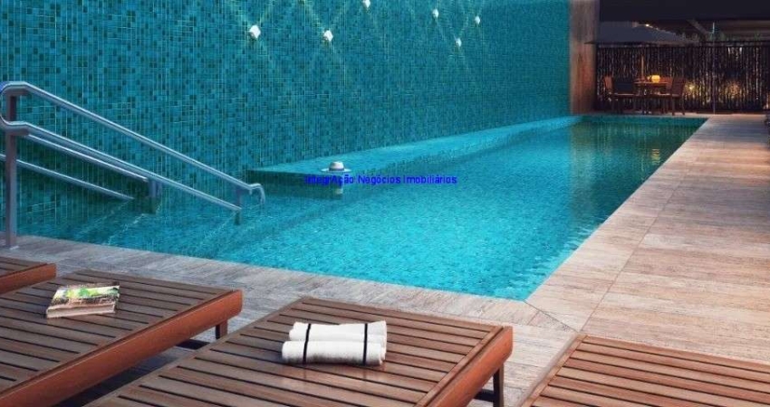 Apartamento Studio 27m², 01 dormitório e 01 banheiro; (Fotos ilustrativas).  Condomínio com segurança, portaria, piscina, academia e salão de festas.