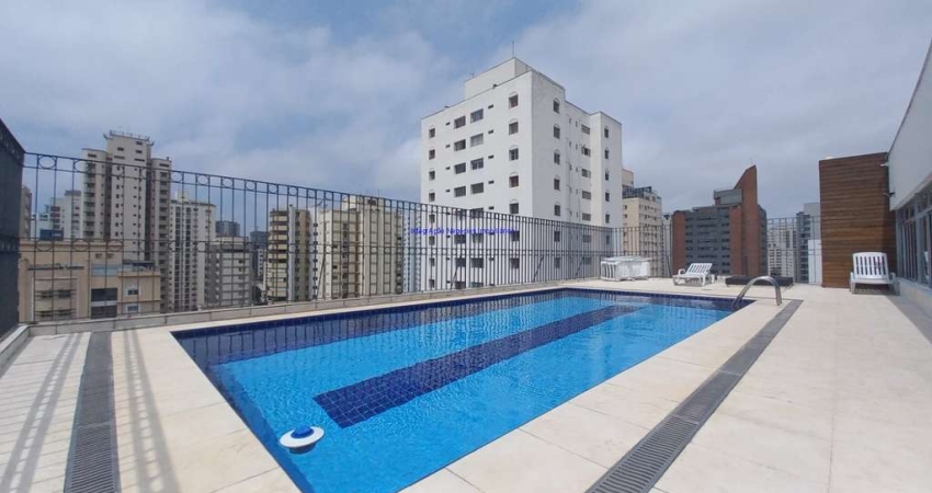 Apartamento 41m², 01 dormitório e 01 banheiro.  Condomínio com segurança, piscina, academia, salão de festa e churrasqueira.