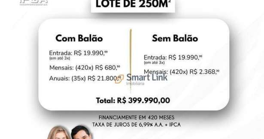 Terreno à venda, 250 m² por R$ 400.000,00 - Vila Galvão - Senador Canedo/GO
