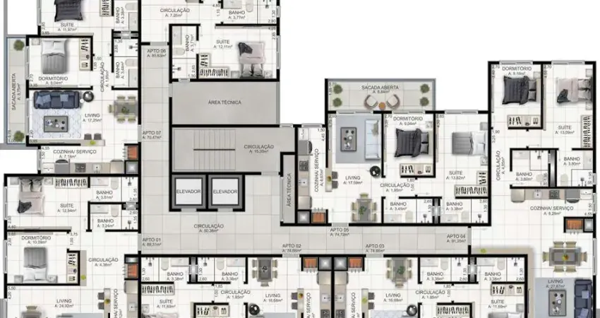 Apartamento 2 quartos sendo 1 suíte para venda no bairro Praia da Cal em Torres