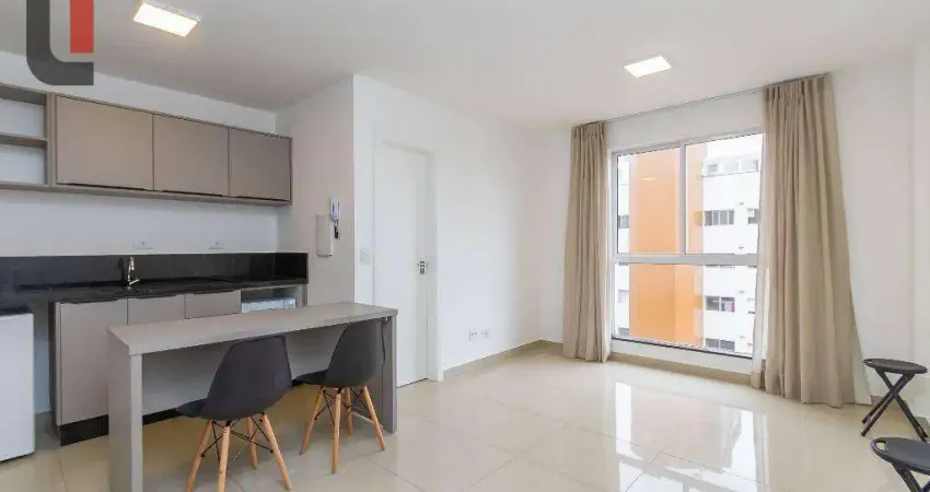 Apartamento com 1 quarto para alugar, 26 m² por r$ 1.950/mês - juvevê - curitiba/pr