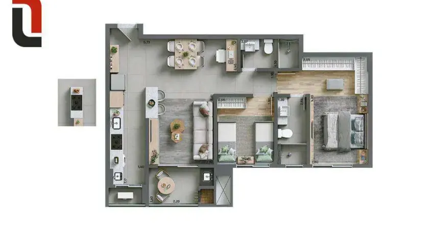 New in - apartamento 78 m² área privativa 2 quartos, sacada com churrsaqueira e 1 vaga no ecoville