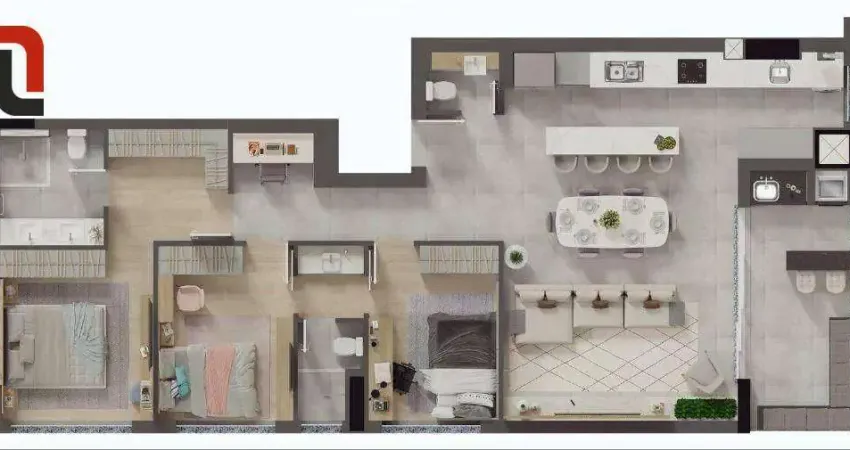 Edifício grand solare - apartamento 128 m² área privativa 3 suítes, sacada com churrasqueira e 2 vagas no jardim botânico