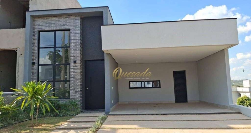 Casa térrea nova, à venda, 3 suítes, escritório, planejados, piscina, Condomínio Piemonte, Indaiatuba.