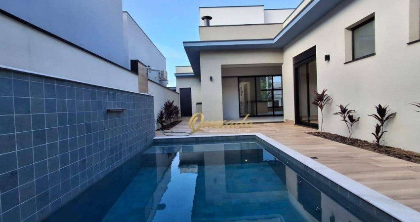 Casa térrea nova, à venda, 3 suítes, planejados, piscina, Condomínio Piemonte, Indaiatuba.