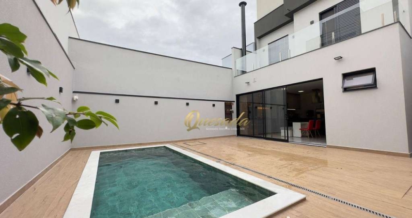 Sobrado novo à venda, 3 quartos, 1 suíte, piscina, Condomínio Gran Reserve, Indaiatuba.