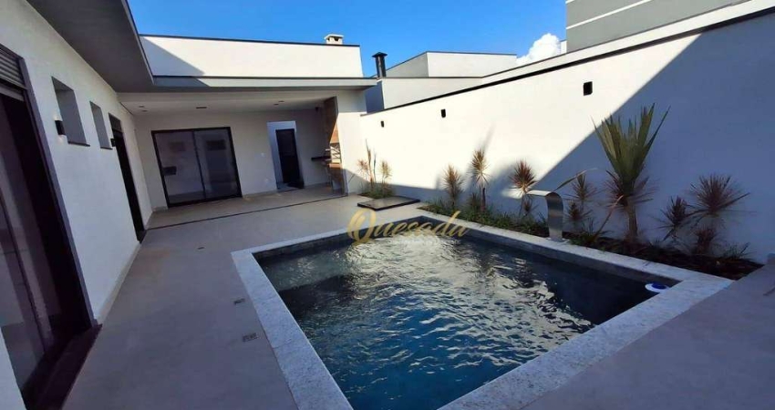 Casa térrea nova à venda, 3 suítes, piscina, Condomínio Piemonte, Indaiatuba.