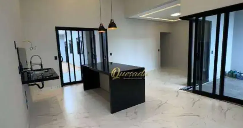 Casa térrea nova, à venda, 3 quartos, 1 suíte, quintal, Condomínio Gran Reserve, Indaiatuba.