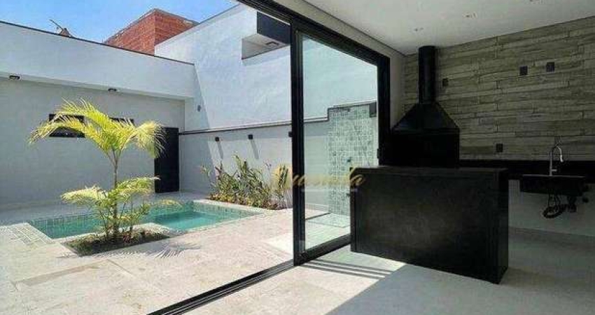 Casa térrea nova, à venda, 3 suítes, piscina, planejados, Condomínio Laguna, Indaiatuba.