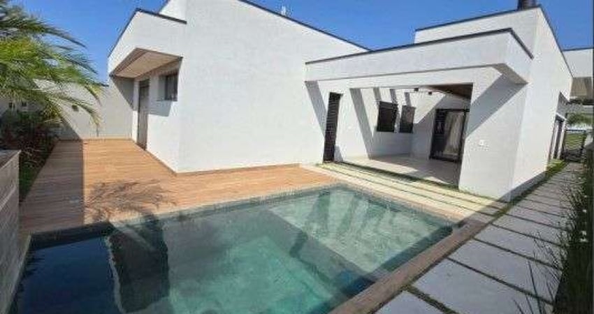 Casa térrea nova, à venda, 3 suítes, piscina, escritório, condomínio vila sapezal, indaiatuba.