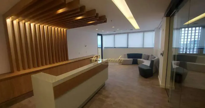 Laje corporativa mobiliada para locação, 322 m², andar alto, vista avenida, sky office, indaiatuba.