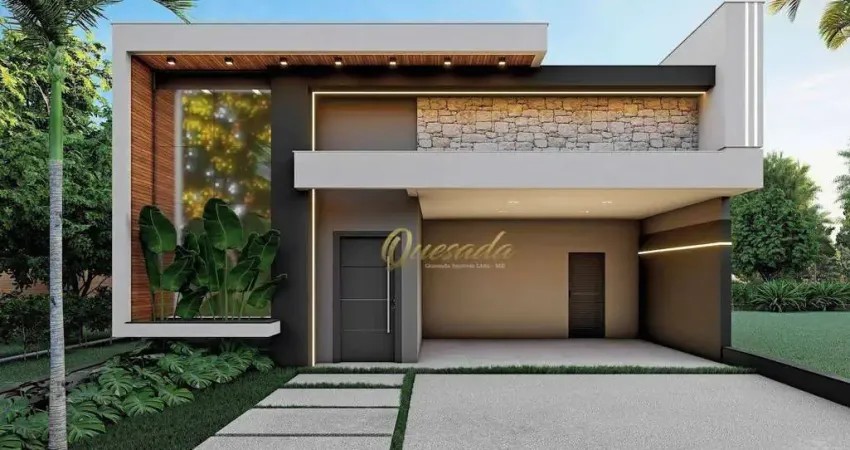 Casa térrea em construção à venda, 3 suítes, planejados, piscina, escritório, condomínio evidências, indaiatuba.