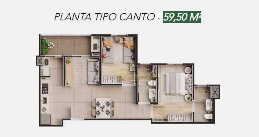Apartamento à venda, 2 dormitórios, 1 suíte, varanda, Spazio Italia Residencial Clube, Indaiatuba.