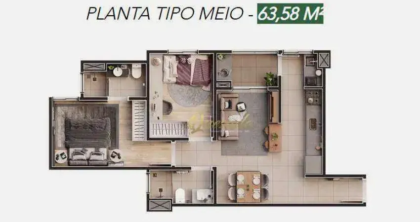 Apartamento à venda, 2 dormitórios, 1 suíte, varanda, Spazio Italia Residencial Clube, Indaiatuba.