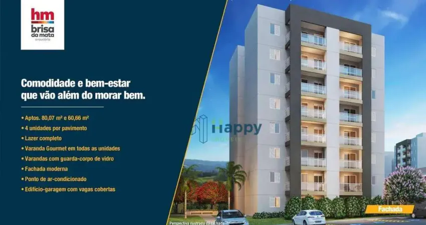 Apartamento com 3 dormitórios à venda, 80 m² por R$ 520.000,00 - Brisa da Mata - Araucária - Paulínia/SP