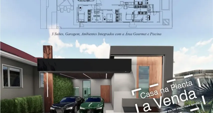 MARAVILHOSA CASA TÉRREA - CONDOMINIO VERANA. OBRA EM CONSTRUÇÃO- CONTEM: SALA AMPLA P/ESTAR E VISITA - COZINHA INTEGRADA - ESPAÇO GOURMET - 3 SUITES - CLOSET - LAVABO - BANHEIRO SOCIAL E BANHEIRO NA P