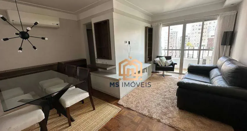 Apartamento 87m², 2 suítes, varanda, lavabo, sala, cozinha, 2 vagas, mobiliado para locação em moema