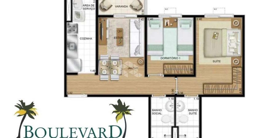 Apartamento 51,31m², 2 dormitórios no bairro São Sebastião, Porto Alegre...