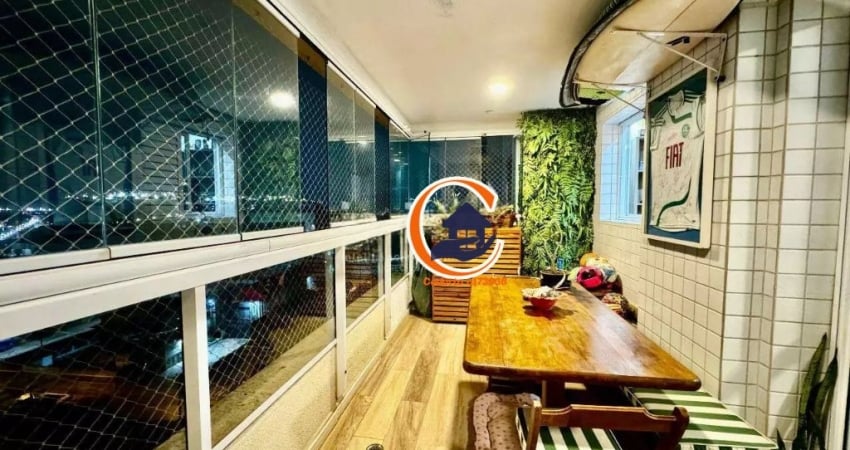 Apartamento Ponta da Praia - sacada com churrasqueira- 2 suítes - 2 vagas e lazer