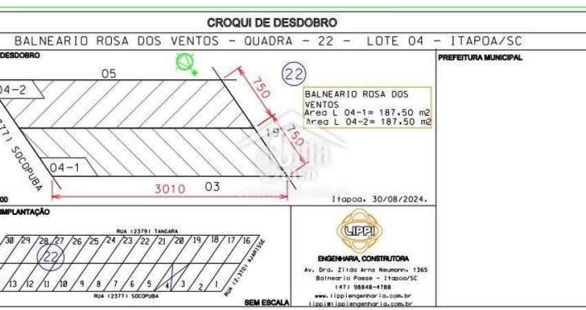 Lote a venda no Balneário Rosa dos Ventos