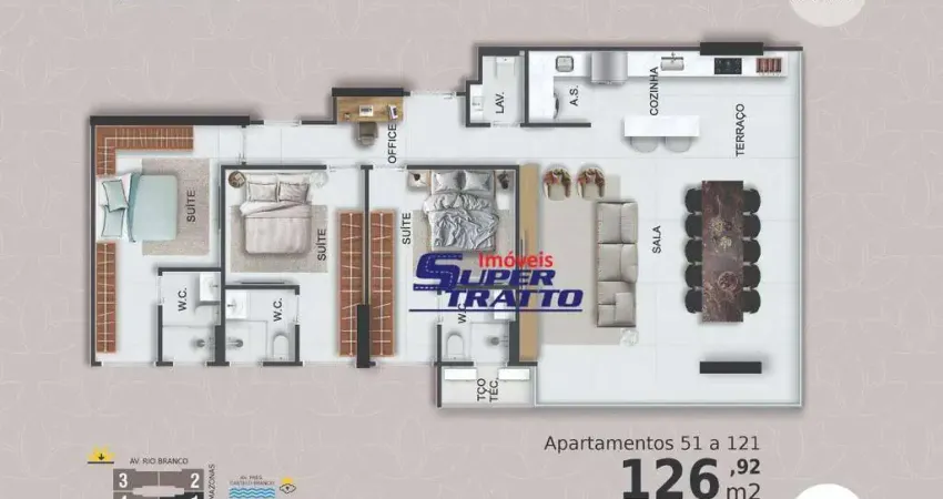 Apartamento com 3 dormitórios à venda, 126 m² por R$ 1.732.458 - Canto do Forte - Praia Grande/SP