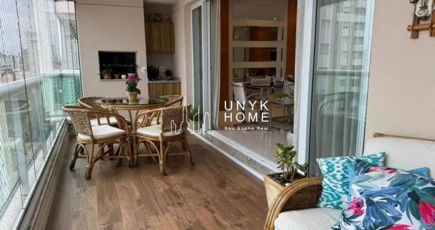 Apartamento com 3 suites e varanda gourmet mobiliado na Vila Romana