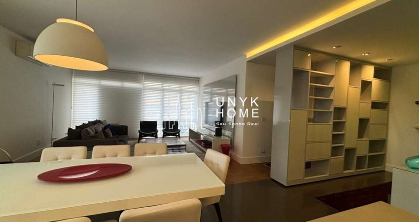 Apartamento mobiliado de 118m² para locação no Itaim Bibi - 2 dormitórios, suíte, lavabo e 1 vaga