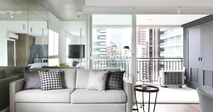 Studio de 63m² na berrini, mobiliado, varanda e excelente iluminação natural para locação