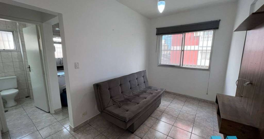 Apartamento com 1 quarto, elevador e garagem, no Boqueirão em Praia Grande