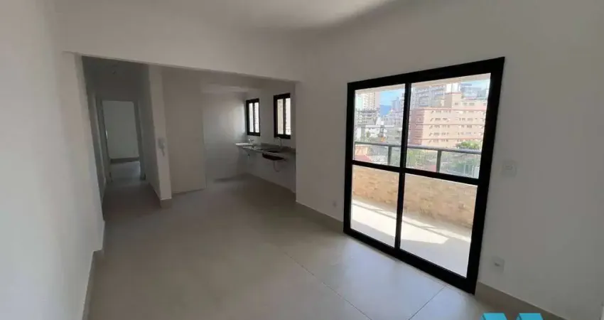 Apartamento novo de 57 m² com 1 suíte, lazer, na caiçara em praia grande