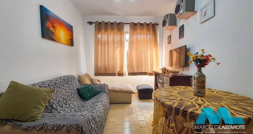 Apartamento mobiliado com 1 quarto, 1 vaga, elevador, no Boqueirão em Praia Grande
