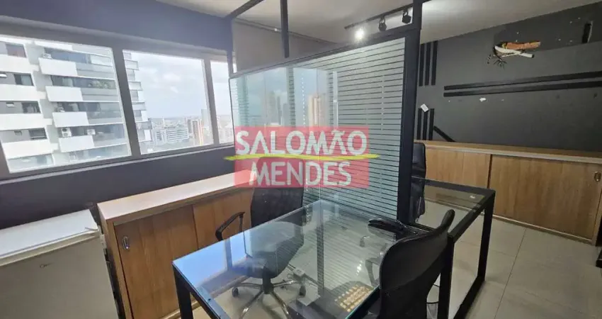 Sala mobiliada no evolution no umarizal, alta, divisórias em vidro. andar alto