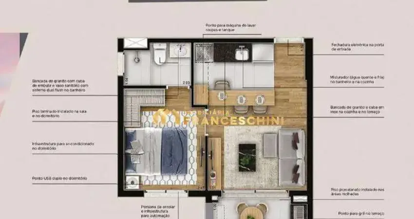 OPORTUNIDADE DE REPASSE - VISION COLINAS - Planta de 33m2, 01 Dormt.