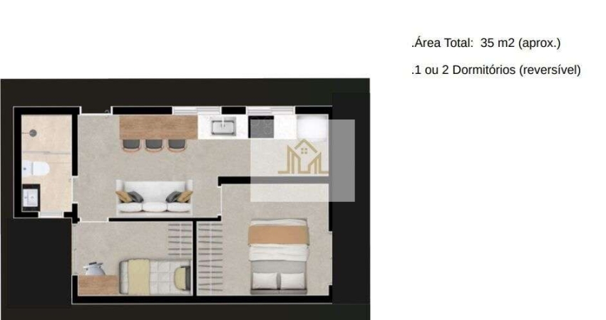 2 Dormitórios | Moinho Velho | 34m² | 235mil | Use o seu veículo como entrada!