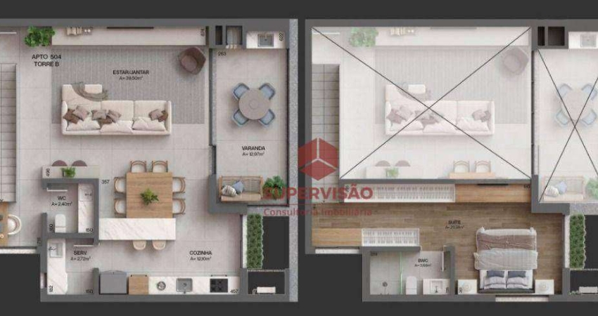 Apartamento Duplex com 1 dormitório à venda, 117 m² por R$ 1.729.000,90 - Cacupé - Florianópolis/SC