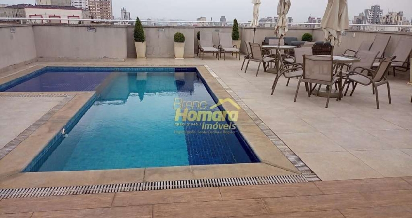 Apartamento para venda e locação, 1 dormitório com 1 vaga, andar alto, prédio com lazer, em Santa C