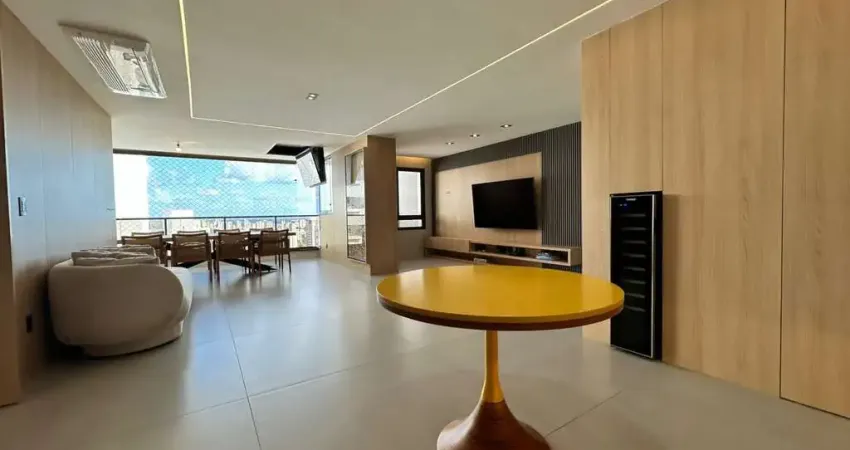 Mon jardin 140m², varanda goumet integrada, 3 suítes, sala ampliada, climatizado, mobiliado, fino acabamento, decorado. agende sua visita!