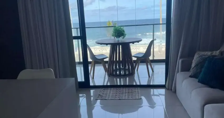 House barra studio 42m², frente mar, quarto, sala, varanda, mobiliado, fino acabamento, climatizado, finamente decorado. agende sua visita!