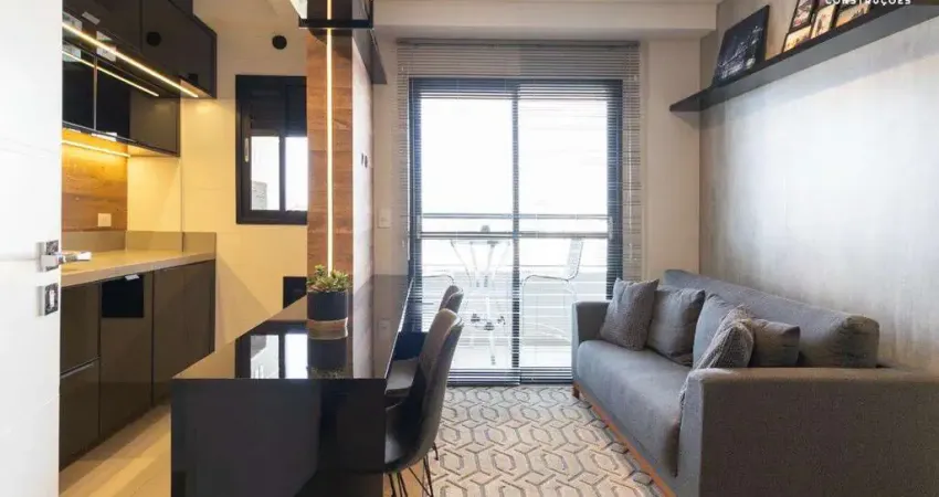 Decorado 1 dormitório | à venda em curitiba | sacada com churrasqueira