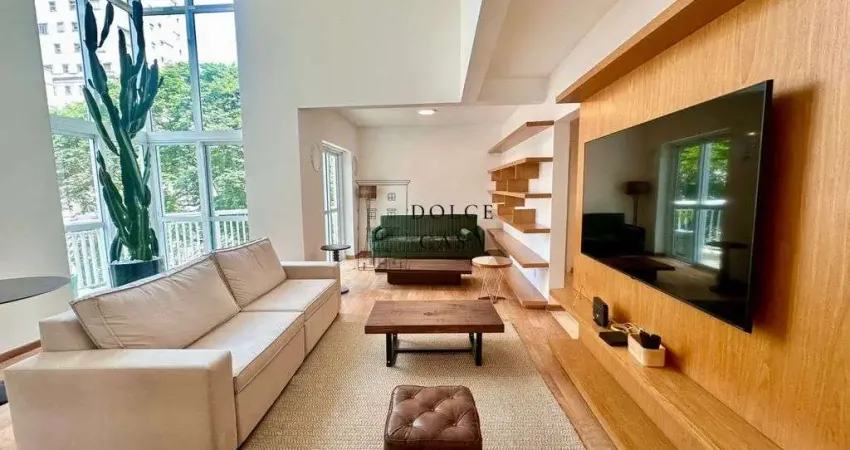 Apartamento duplex no Jardins - pé direito duplo, 4 quartos e varanda