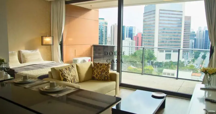 Flat na Vila Olímpia - 1 suite, lazer completo e ampla varanda