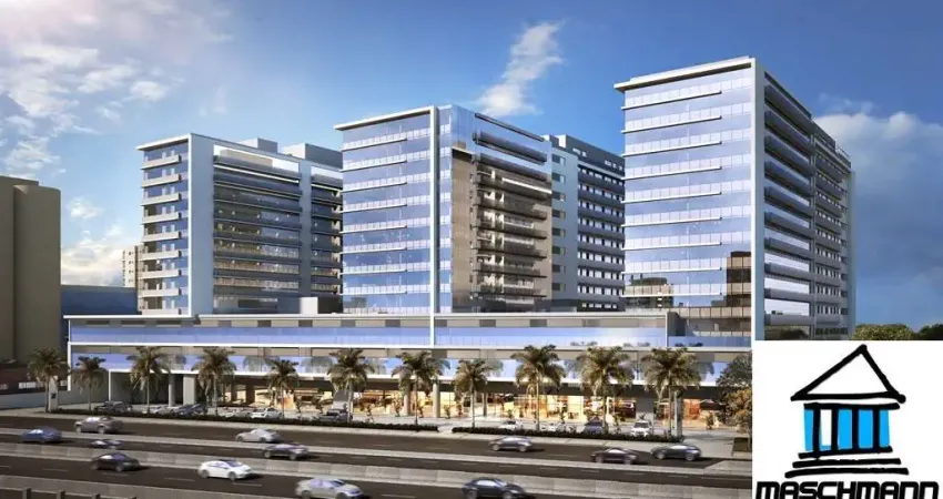 Sala exclusiva no max plaza, com 35 m² privativos, vaga de garagem e uma vista externa deslumbrante.