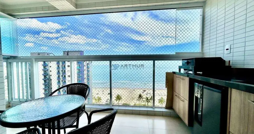 Apartamento vista mar à Venda em Praia Grande com 2 dorms, 2 vagas -Vila Caiçara