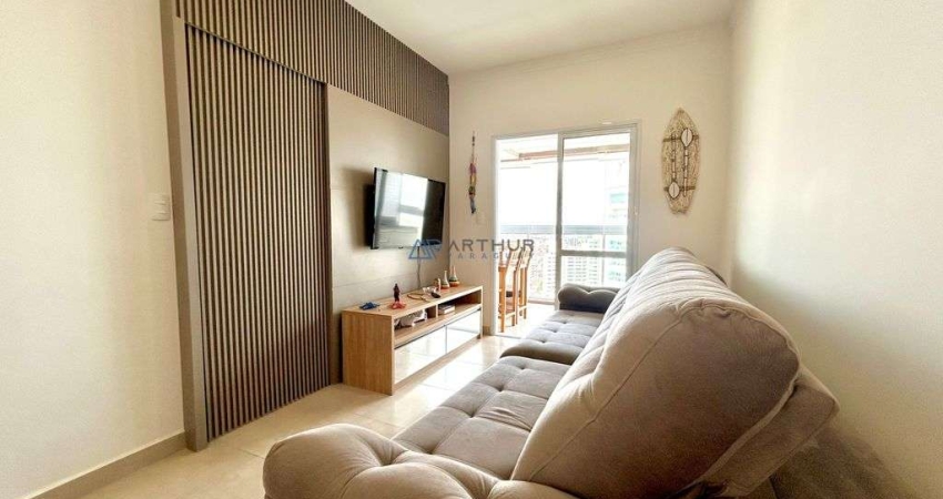 Apartamento à venda em Praia Grande com vista mar, mobiliado e lazer completo