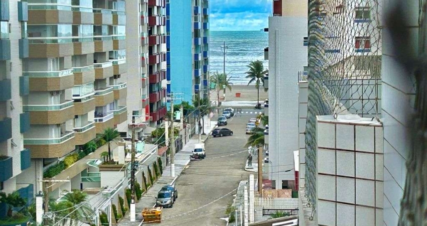 Apartamento a venda em Praia Grande, 02 dormitórios, frente rua e vista mar