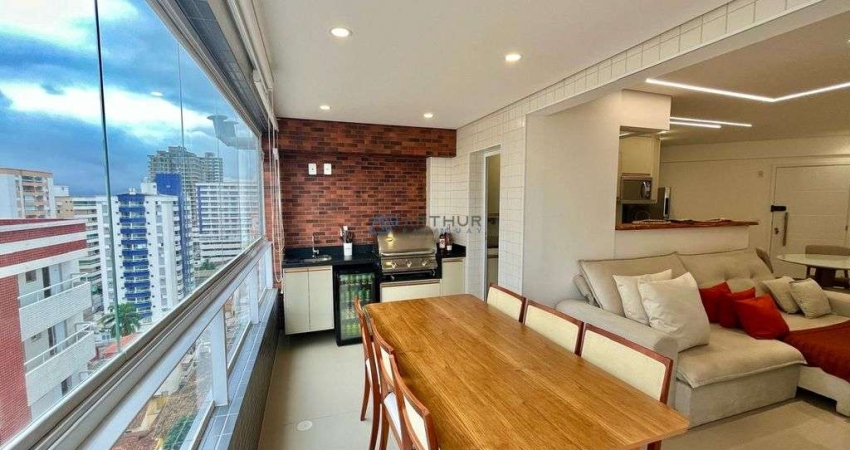 Apartamento Mobiliado à Venda em Praia Grande com 1 quarto, 2 banheiros e 1 vaga