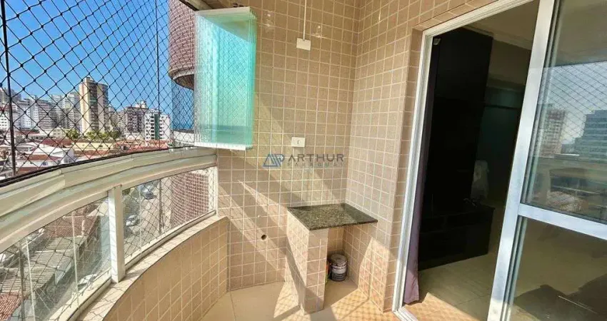 Apartamento à venda em Praia Grande, frente rua, vista mar com móveis planejados