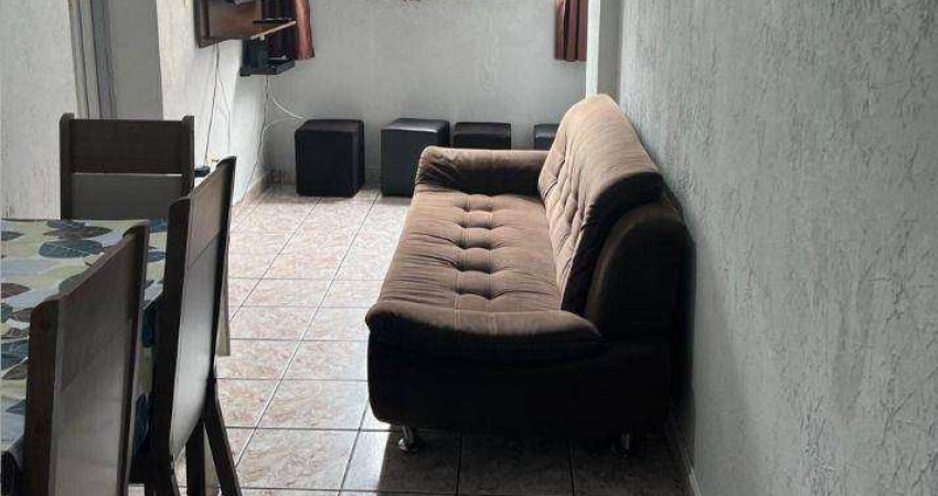 Apto de 1 dormitório mobiliado com 55m² útil, 1 vaga, Tupi - Praia Grande SP.